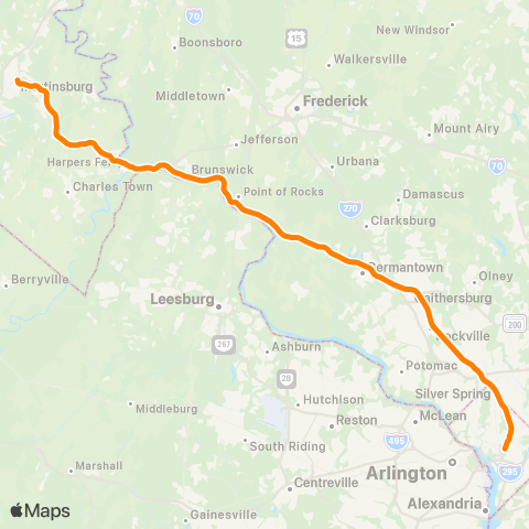 MARC Brunswick - Washington map