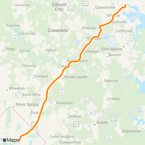 MARC Camden - Washington map