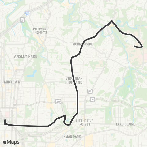 MARTA North Highland Avenue map