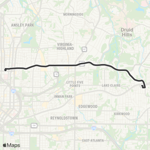 MARTA Ponce De Leon Avenue / Druid Hills map
