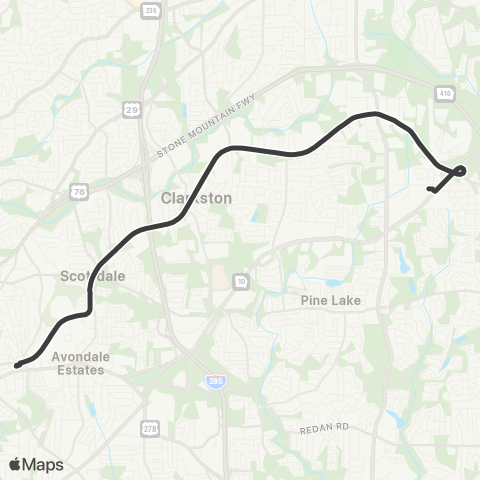 MARTA East Ponce De Leon Avenue map