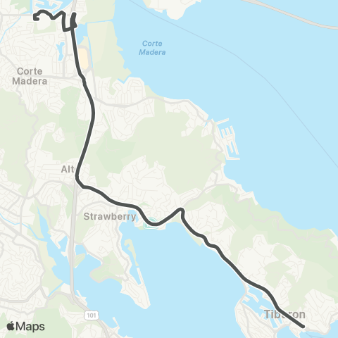 Marin Transit Tiburon - Redwood HS map
