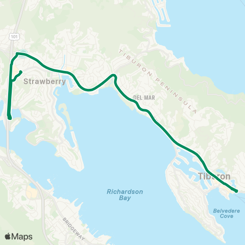 Marin Transit Tiburon - Strawberry map