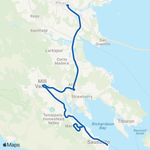 Marin Transit Downtown San Rafael - Sausalito map