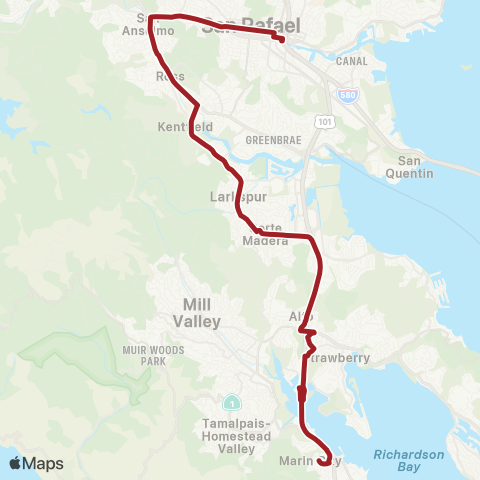 Marin Transit Downtown San Rafael - Marin City map