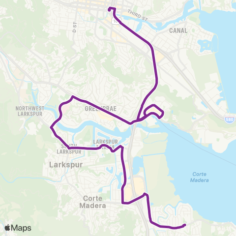 Marin Transit Downtown San Rafael - E. Corte Madera map