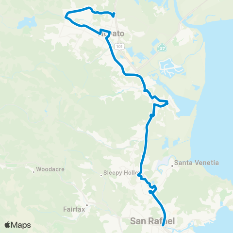 Marin Transit Downtown San Rafael - Novato San Marin map