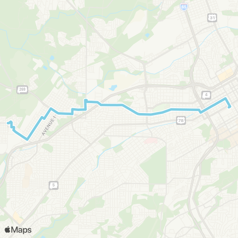 MAX Transit Ensley Wylam Fairfield map