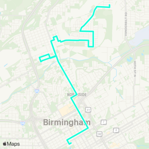 MAX Transit North Birmingham map