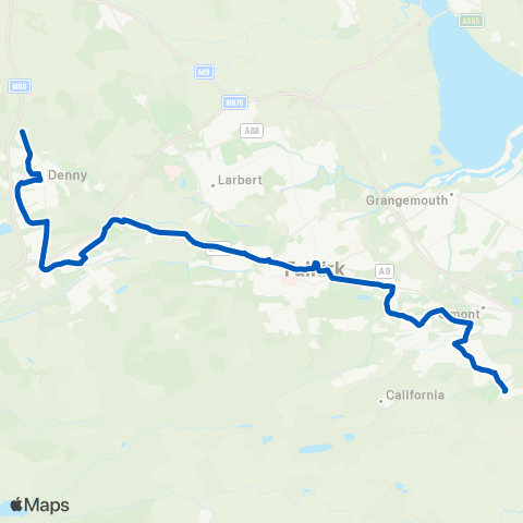 Midland Bluebird (McGill's Scotland East) Avonside Drive - Stance Turning Circle map