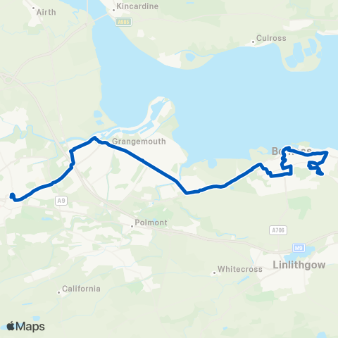 Midland Bluebird (McGill's Scotland East) Forth Val Royal Hosp - Drum Rd Terminus map