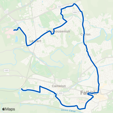 Midland Bluebird (McGill's Scotland East) Ochiltree Ter Terminus - Forth Val Royal Hosp map