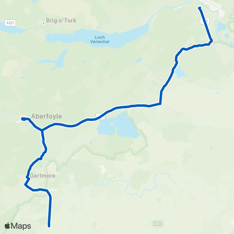 Midland Bluebird (McGill's Scotland East) McLaren High School - Ward Toll Cottage map