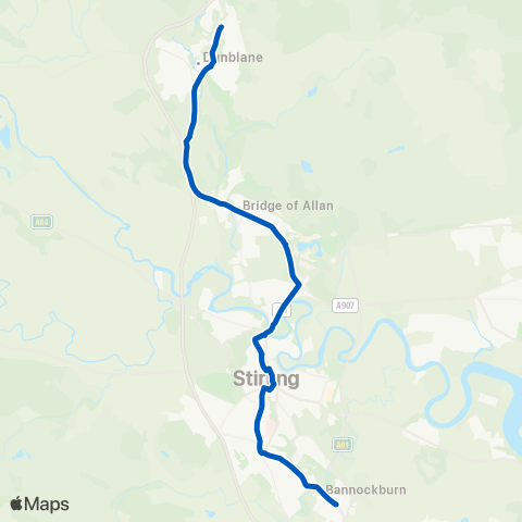 Midland Bluebird (McGill's Scotland East) Bannockburn PS - Queen Victoria School map