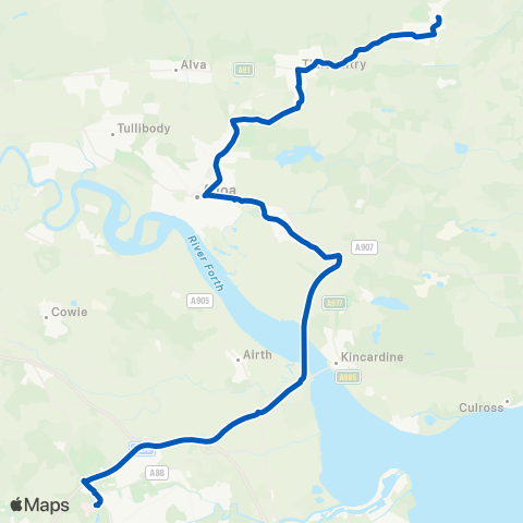 Midland Bluebird (McGill's Scotland East) Forth Val Royal Hosp - The Ness Turning Circle map