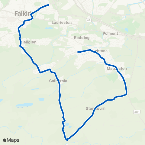 Midland Bluebird (McGill's Scotland East) Braes High School - Red Cross Centre map