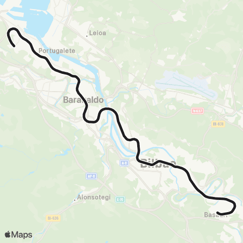 Metro Bilbao Línea 2 map