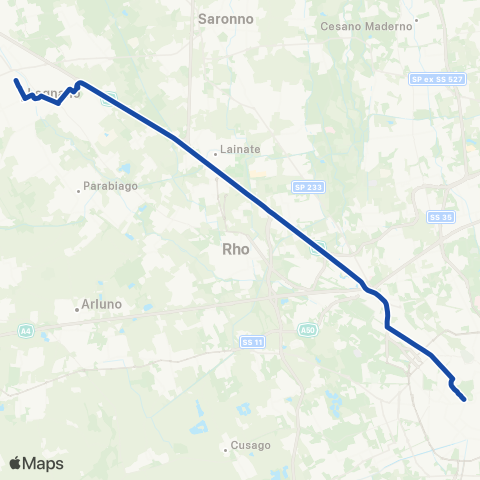 Movibus Legnano - Milano via Autostrada A8 map