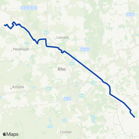 Movibus Svo - Cerro Maggiore - Milano Diretto A8 map