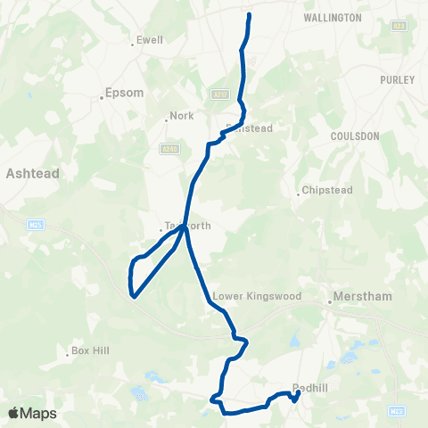 Metrobus Sutton Station - Walton Oaks map