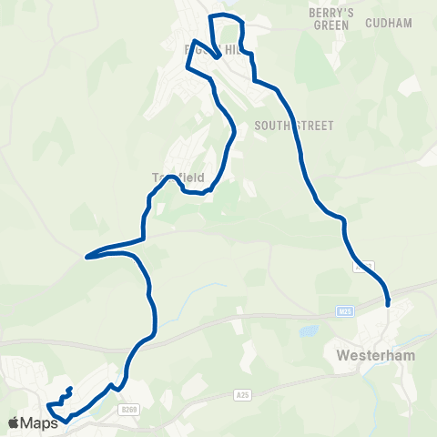 Metrobus Hartley Road - Oxted School Grounds map