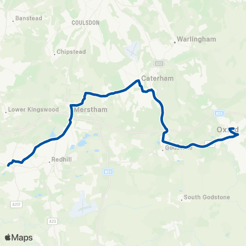 Metrobus Oxted School - Red Cross map