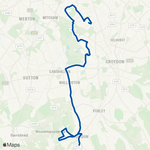 Metrobus Coulsdon South - Pollards Hill map