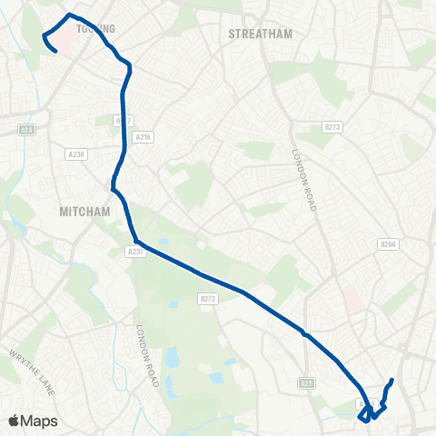 Metrobus St George's Hospital - W Croydon Bus Sta map