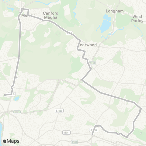 morebus Branksome Roundabout - Parkstone Grammar Sch map