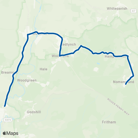 morebus Burgate Sch Grounds - The Lamb Inn map