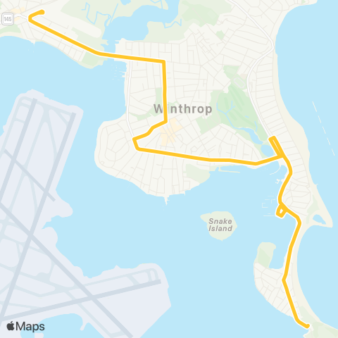 MBTA Point Shirley - Orient Hts via Winthrop Ctr map