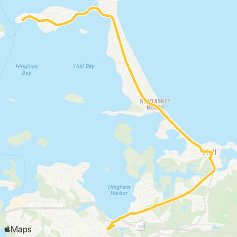 MBTA Pemberton Point, Hull - Sta St, Hingham map