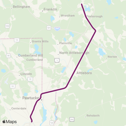 MBTA Foxboro Event Service map