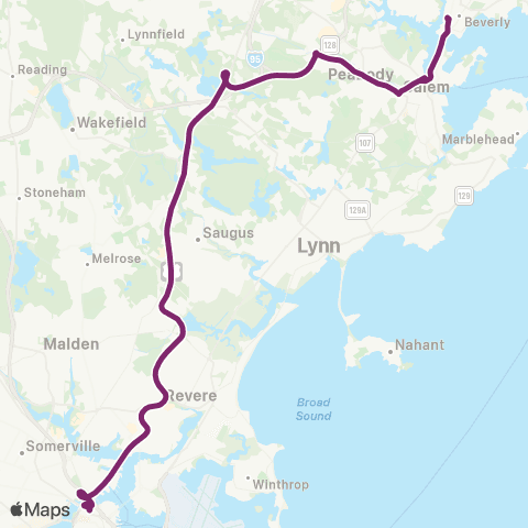 MBTA Beverly - North Station (Express) map