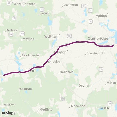MBTA Framingham - South Station (Express) map