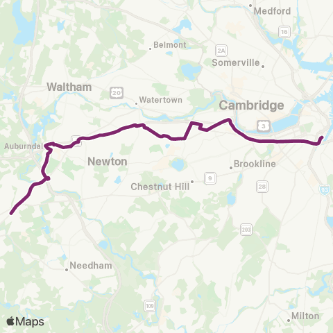 MBTA Wellesley Hills - South Station (Local) map