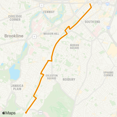 MBTA Forest Hills - Back Bay map