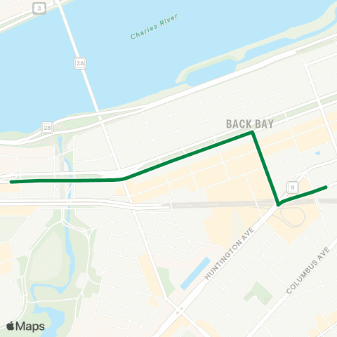 MBTA Kenmore - Back Bay (Shuttle) map