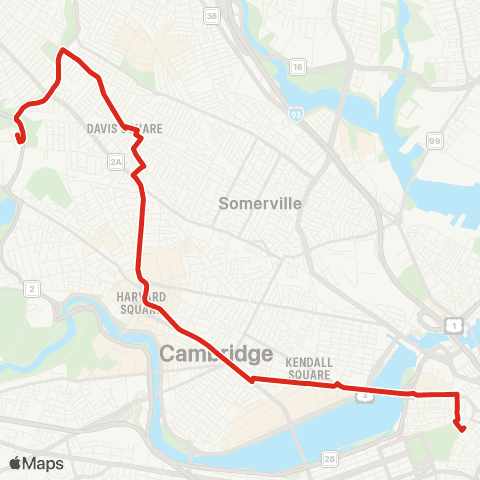 MBTA Park Street - Alewife (Shuttle) map