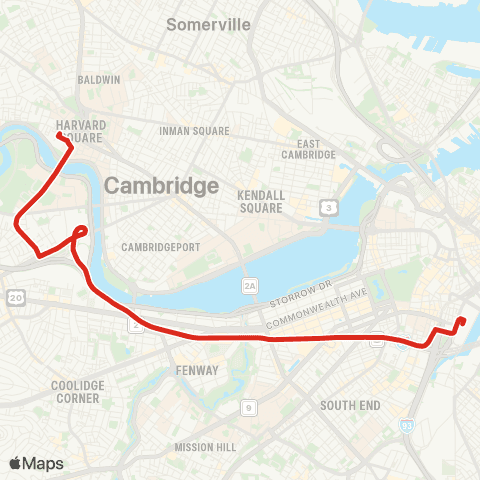 MBTA South Station - Harvard (Shuttle) map