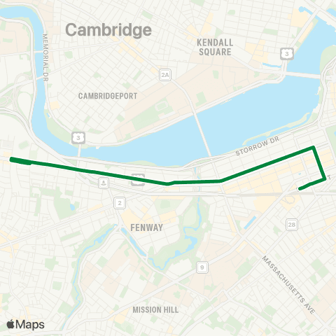 MBTA Babcock Street - Back Bay (Shuttle) map