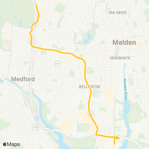 MBTA Elm Street - Wellington Sta via Fellsway map