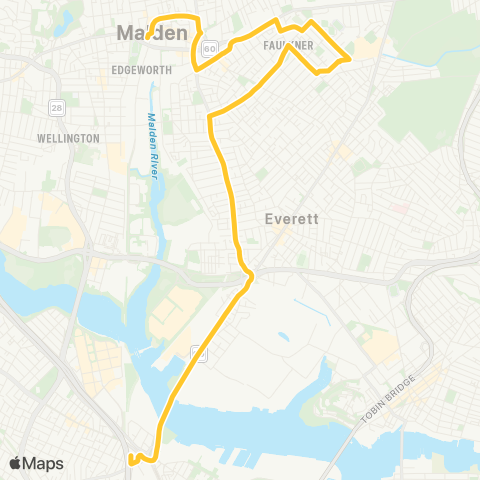 MBTA Malden Sta - Sullivan Sta. via Newland St. Housing map