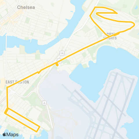 MBTA Orient Hts - Maverick Sta V Jeffries Pt & Waldemar map