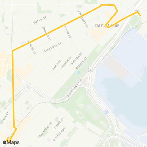 MBTA Wood Island Sta - Maverick Sta V Lexington St. map