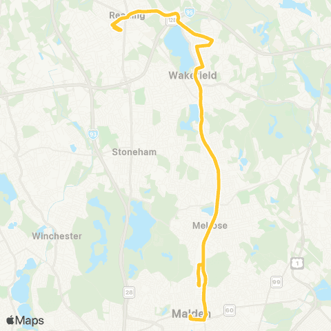 MBTA Reading Depot - Malden Center Station map