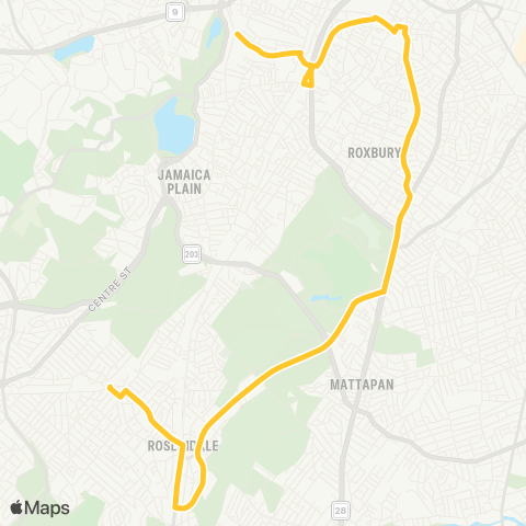 MBTA Roslindale Sq. - Heath Street via Dudley map