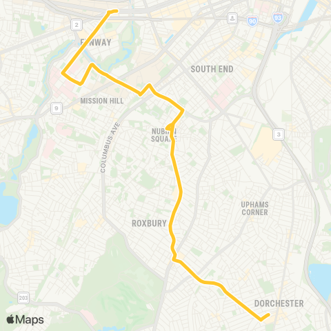 MBTA Fields Corner - Kenmore or Ruggles map