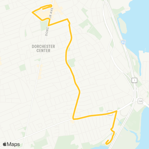 MBTA Fields Corner Loop via Neponset Ave map