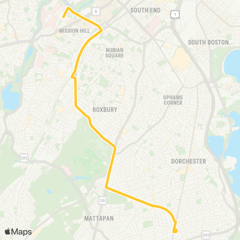 MBTA Ashmont Sta - Ruggles via Jackson Sq. Sta map